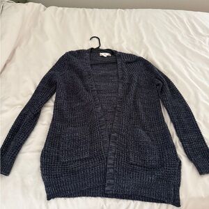 Pink Rose Charcoal Open-Front Cardigan